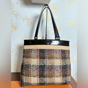 Vintage Burberry Wool Tote Shoulder Bag